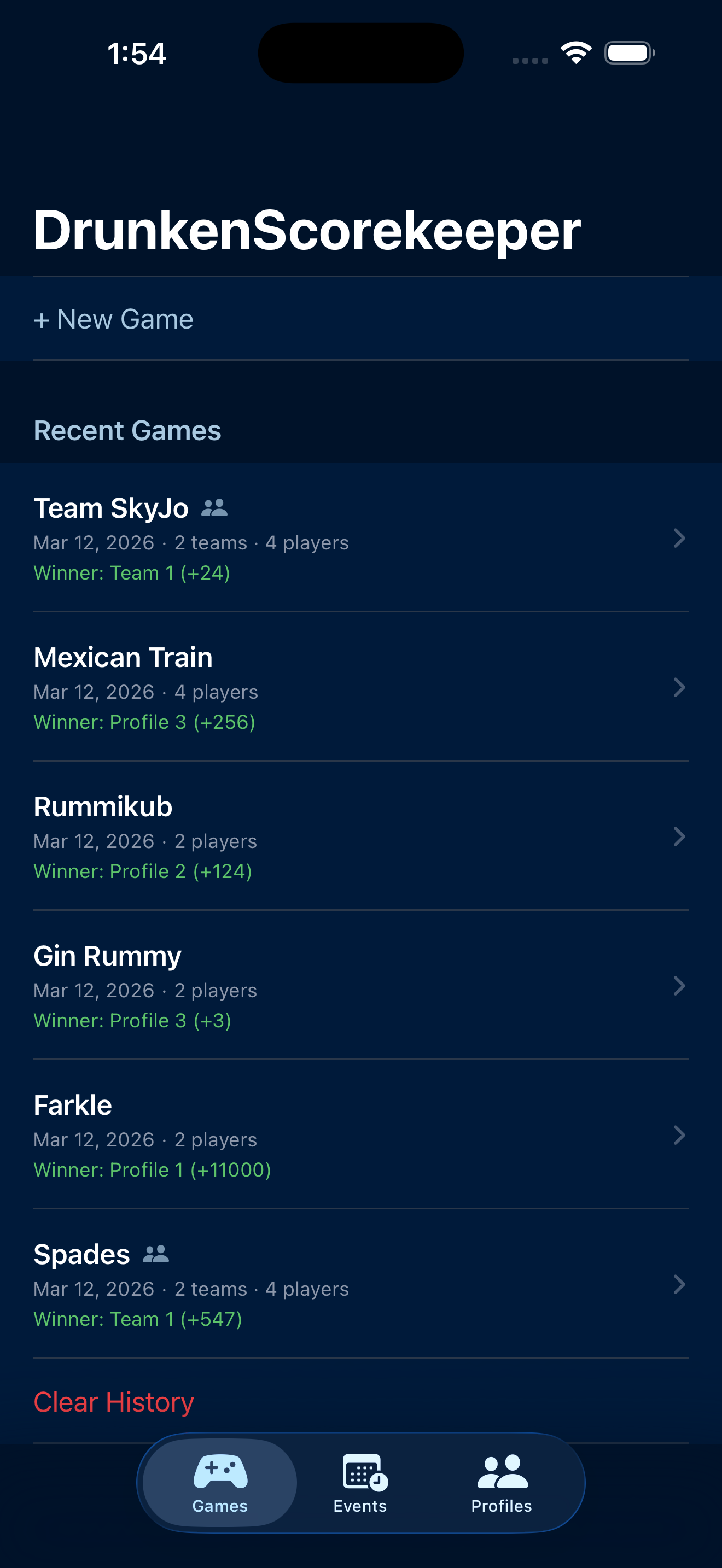 DrunkenScorekeeper home screen