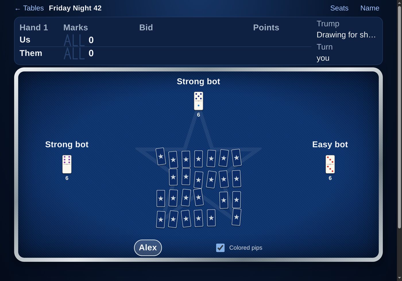 Dominoes face down for the draw